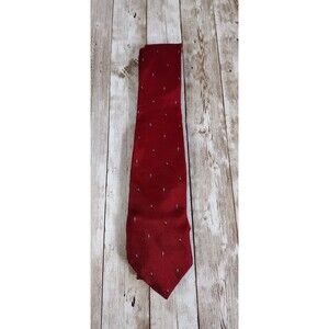 Vintage Oscar De La Renta 100% Silk Mens Necktie Red / Burgundy Tie Diamonds